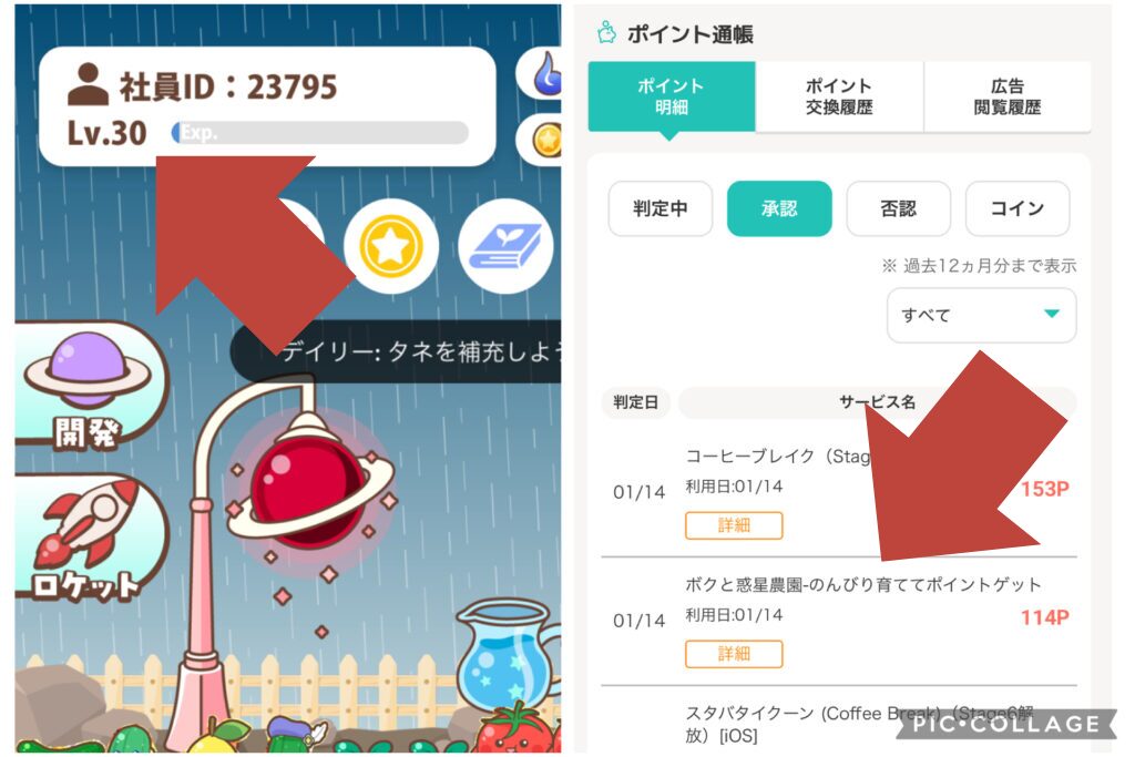 ボクと惑星農園でLv.30に到達しポイント獲得条件を達成した証拠画面