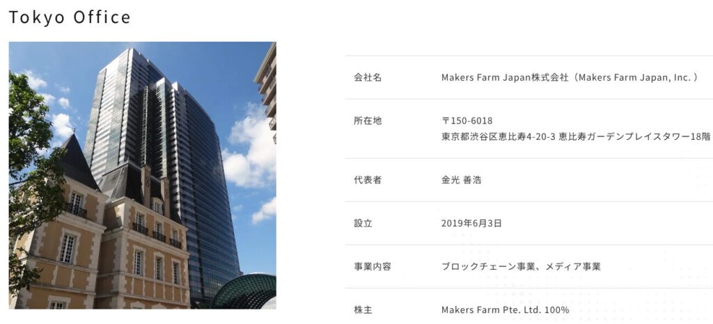 運営会社（Makers Farm Japan）の代表者情報