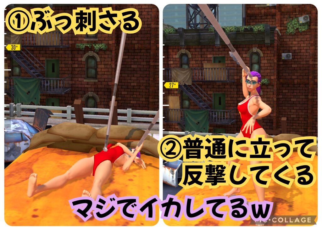 槍がぶっ刺さったまま立ち上がって反撃してくる恐ろしいが笑えるゲーム内画像